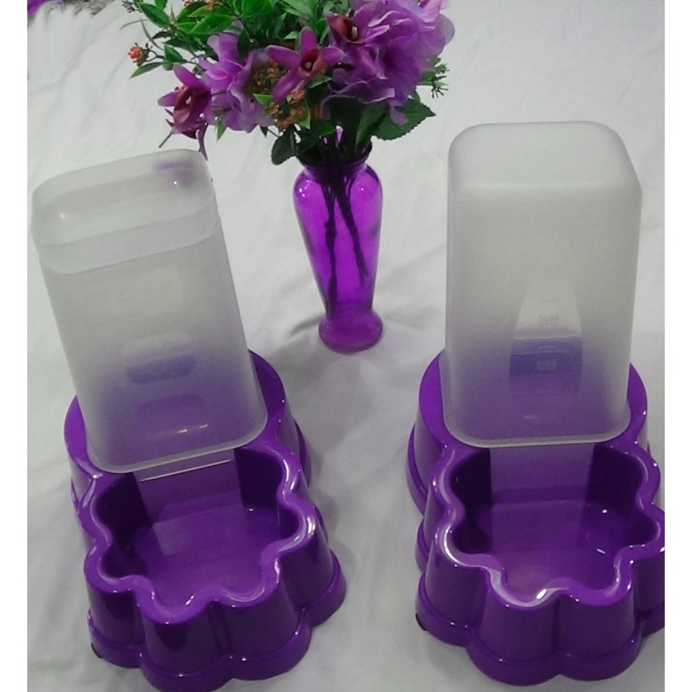 Feeder & Water Dispenser Automatic Dog Cat Gravity Beautiful Purple Set #227